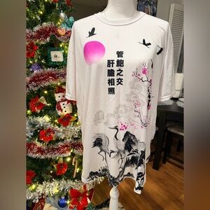 White and Pink Graphic Women's Top